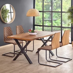 Tavolo allungabile 160/250cm moderno rovere nodato acciaio nero Briga