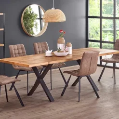 Tavolo allungabile 160/250cm moderno rovere nodato acciaio nero Briga