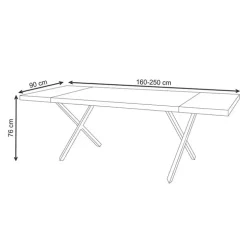 Tavolo allungabile 160/250cm moderno rovere nodato acciaio nero Briga