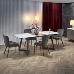 Tavolo allungabile 160/210cm moderno vetro acciaio grigio Jennifer
