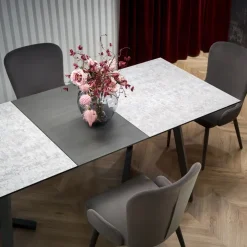 Tavolo allungabile 160/210cm moderno vetro acciaio grigio Jennifer