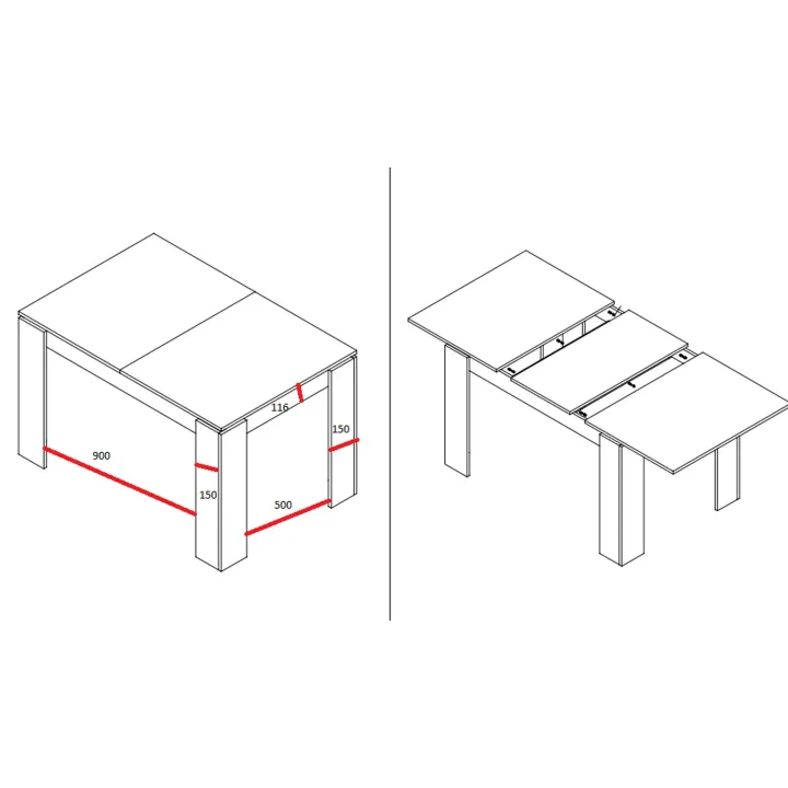 Tavolo allungabile 120/160cm moderno legno bianco frassinato Atena