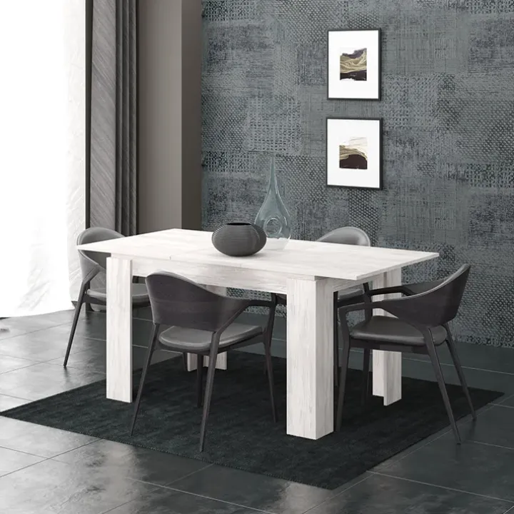 Tavolo allungabile 120/160cm moderno legno bianco frassinato Atena
