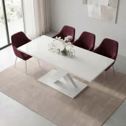 Tavolo allungabile 140/180cm rettangolare bianco lucido Ivonne
