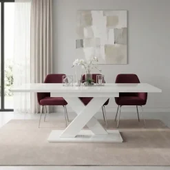 Tavolo allungabile 140/180cm rettangolare bianco lucido Ivonne