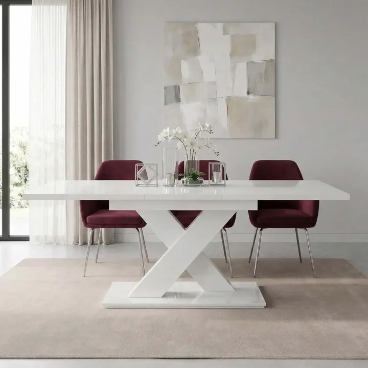 Tavolo allungabile 140/180cm rettangolare bianco lucido Ivonne