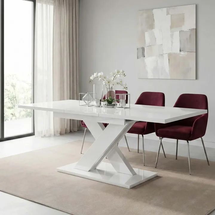Tavolo allungabile 140/180cm rettangolare bianco lucido Ivonne