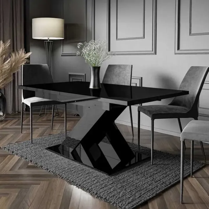 Tavolo allungabile 140/180cm rettangolare nero lucido Ivonne