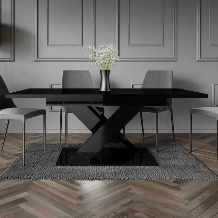 Tavolo allungabile 140/180cm rettangolare nero lucido Ivonne