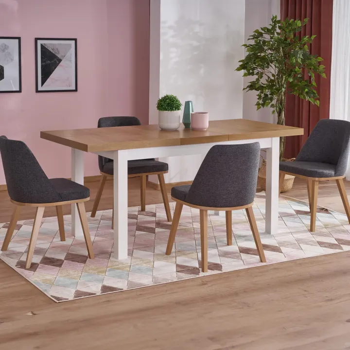 Tavolo allungabile 140/220cm rettangolare rovere nodato bianco Ace