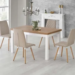 Tavolo allungabile 140/220cm rettangolare rovere nodato bianco Ace