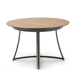 Tavolo allungabile 118/148cm rotondo rovere antracite nero Ortensia Gihome®