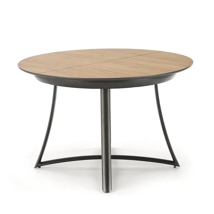 Tavolo allungabile 118/148cm rotondo rovere antracite nero Ortensia Gihome®