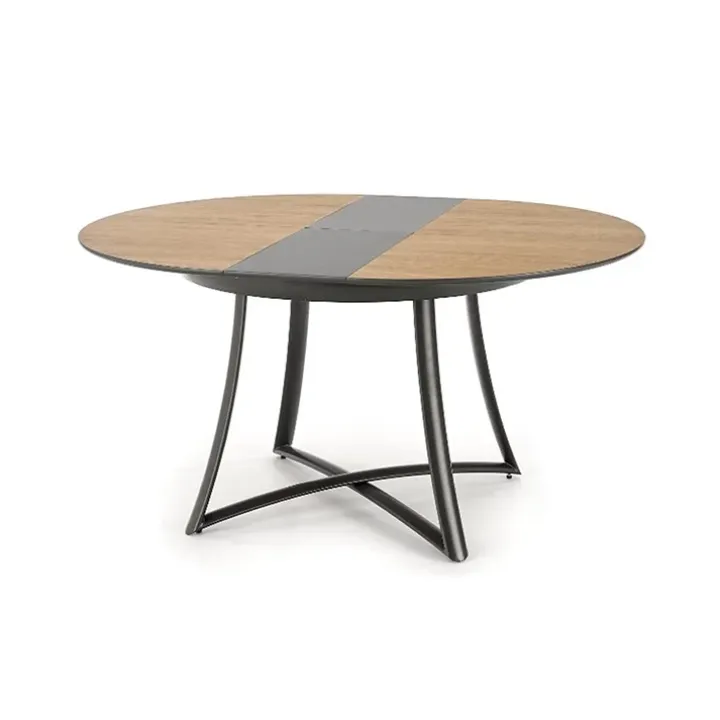 Tavolo allungabile 118/148cm rotondo rovere antracite nero Ortensia Gihome®