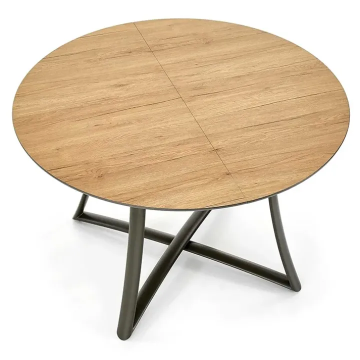 Tavolo allungabile 118/148cm rotondo rovere antracite nero Ortensia Gihome®