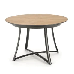 Tavolo allungabile 118/148cm rotondo rovere antracite nero Ortensia Gihome®