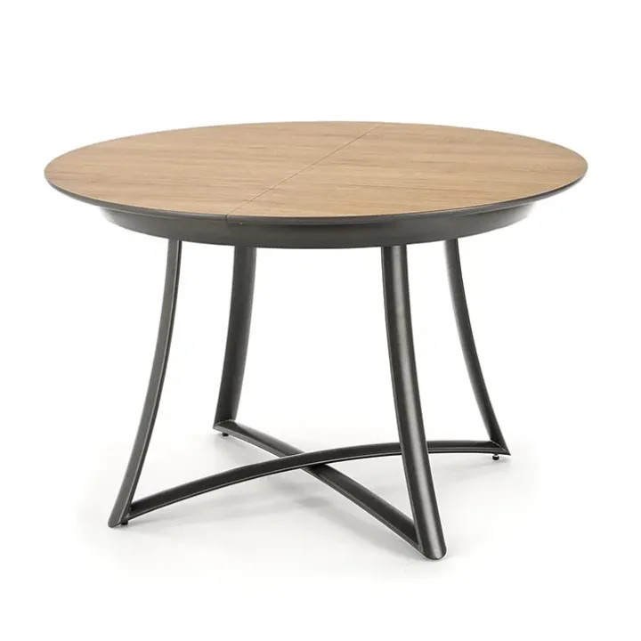 Tavolo allungabile 118/148cm rotondo rovere antracite nero Ortensia Gihome®