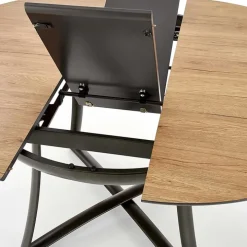 Tavolo allungabile 118/148cm rotondo rovere antracite nero Ortensia Gihome®