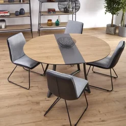 Tavolo allungabile 118/148cm rotondo rovere antracite nero Ortensia Gihome®