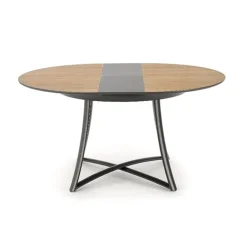 Tavolo allungabile 118/148cm rotondo rovere antracite nero Ortensia Gihome®