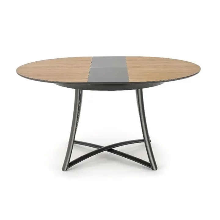Tavolo allungabile 118/148cm rotondo rovere antracite nero Ortensia Gihome®