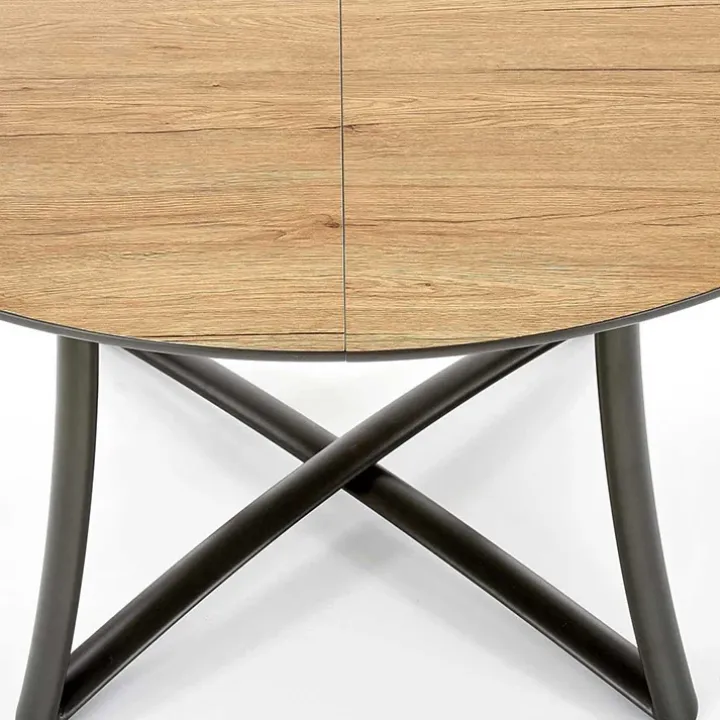 Tavolo allungabile 118/148cm rotondo rovere antracite nero Ortensia Gihome®