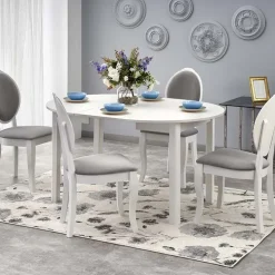 Tavolo allungabile 102/142cm rotondo da pranzo moderno bianco Lucci