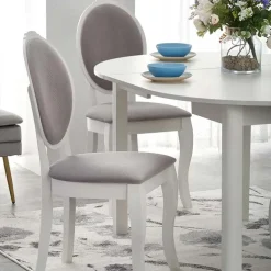 Tavolo allungabile 102/142cm rotondo da pranzo moderno bianco Lucci