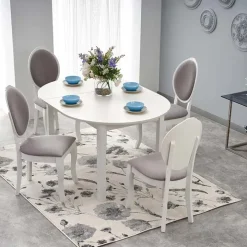Tavolo allungabile 102/142cm rotondo da pranzo moderno bianco Lucci