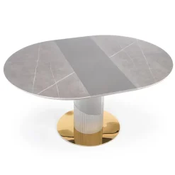 Tavolo allungabile 120/160cm rotondo marmo grigio oro Ticino