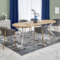 Tavolo allungabile 100/250cm rotondo rovere dorato bianco Agri