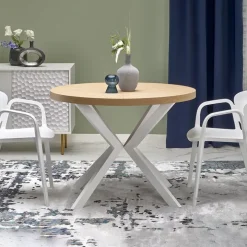 Tavolo allungabile 100/250cm rotondo rovere dorato bianco Agri