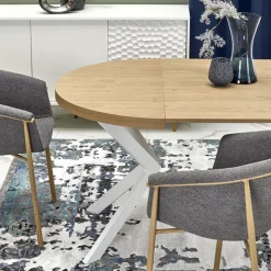 Tavolo allungabile 100/250cm rotondo rovere dorato bianco Agri