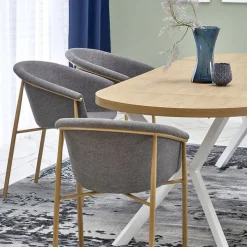 Tavolo allungabile 100/250cm rotondo rovere dorato bianco Agri