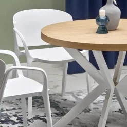 Tavolo allungabile 100/250cm rotondo rovere dorato bianco Agri