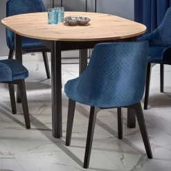 Tavolo allungabile 102/142cm rotondo moderno rovere nero Lucci