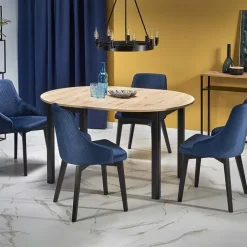 Tavolo allungabile 102/142cm rotondo moderno rovere nero Lucci