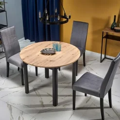 Tavolo allungabile 102/142cm rotondo moderno rovere nero Lucci