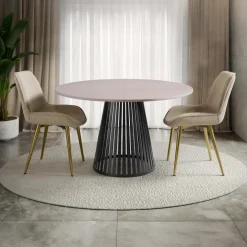 Tavolo allungabile 120/196cm rotondo beige cashmere nero Elisera