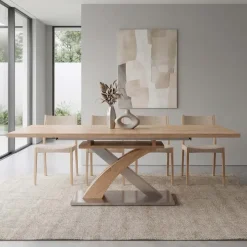 Tavolo allungabile 160/220cm rovere acciaio Iride Gihome®