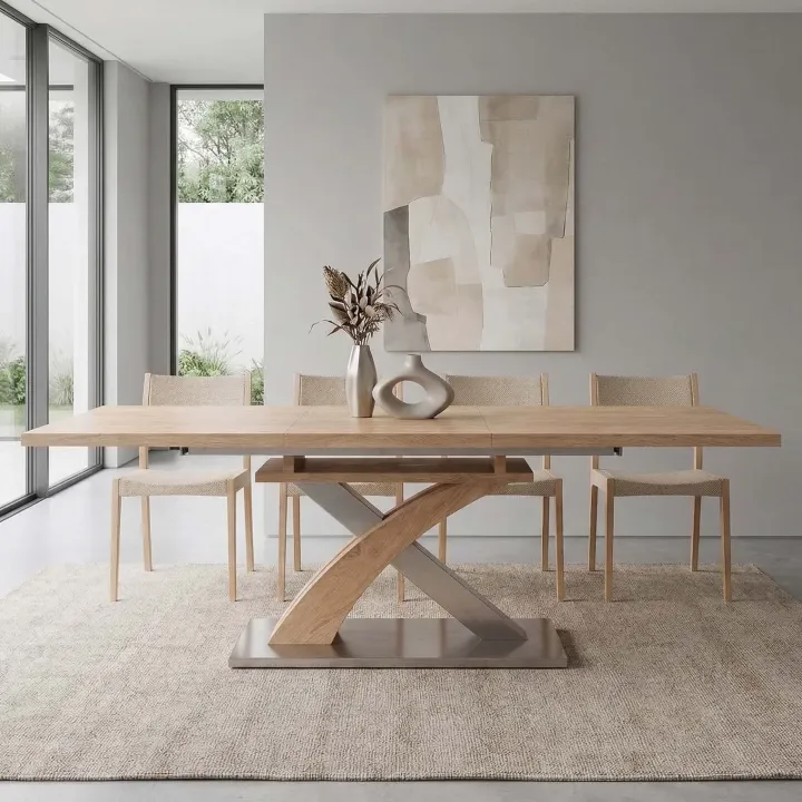Tavolo allungabile 160/220cm rovere acciaio Iride Gihome®