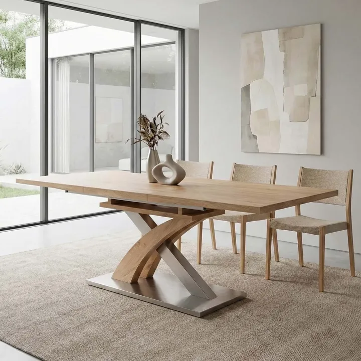 Tavolo allungabile 160/220cm rovere acciaio Iride Gihome®