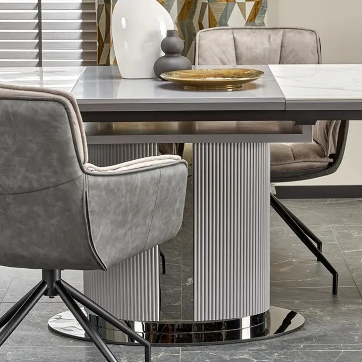 Tavolo allungabile da pranzo 160/220cm bianco grigio chiaro Ignazio