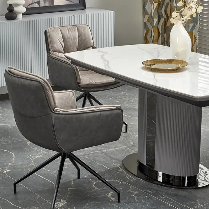 Tavolo allungabile da pranzo 160/220cm bianco grigio chiaro Ignazio