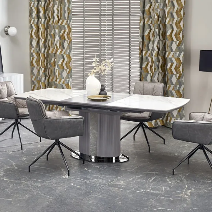 Tavolo allungabile da pranzo 160/220cm bianco grigio chiaro Ignazio