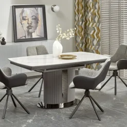 Tavolo allungabile da pranzo 160/220cm bianco grigio chiaro Ignazio