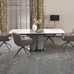Tavolo allungabile da pranzo 160/220cm bianco grigio chiaro Ignazio