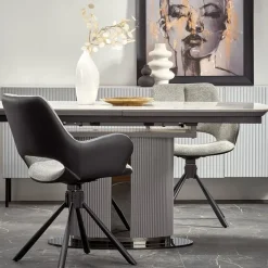 Tavolo allungabile da pranzo 160/220cm bianco grigio chiaro Ignazio