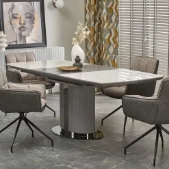 Tavolo allungabile da pranzo 160/220cm bianco grigio chiaro Ignazio