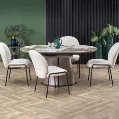 Tavolo allungabile da pranzo 160/200cm marmo bianco beige Iolanda